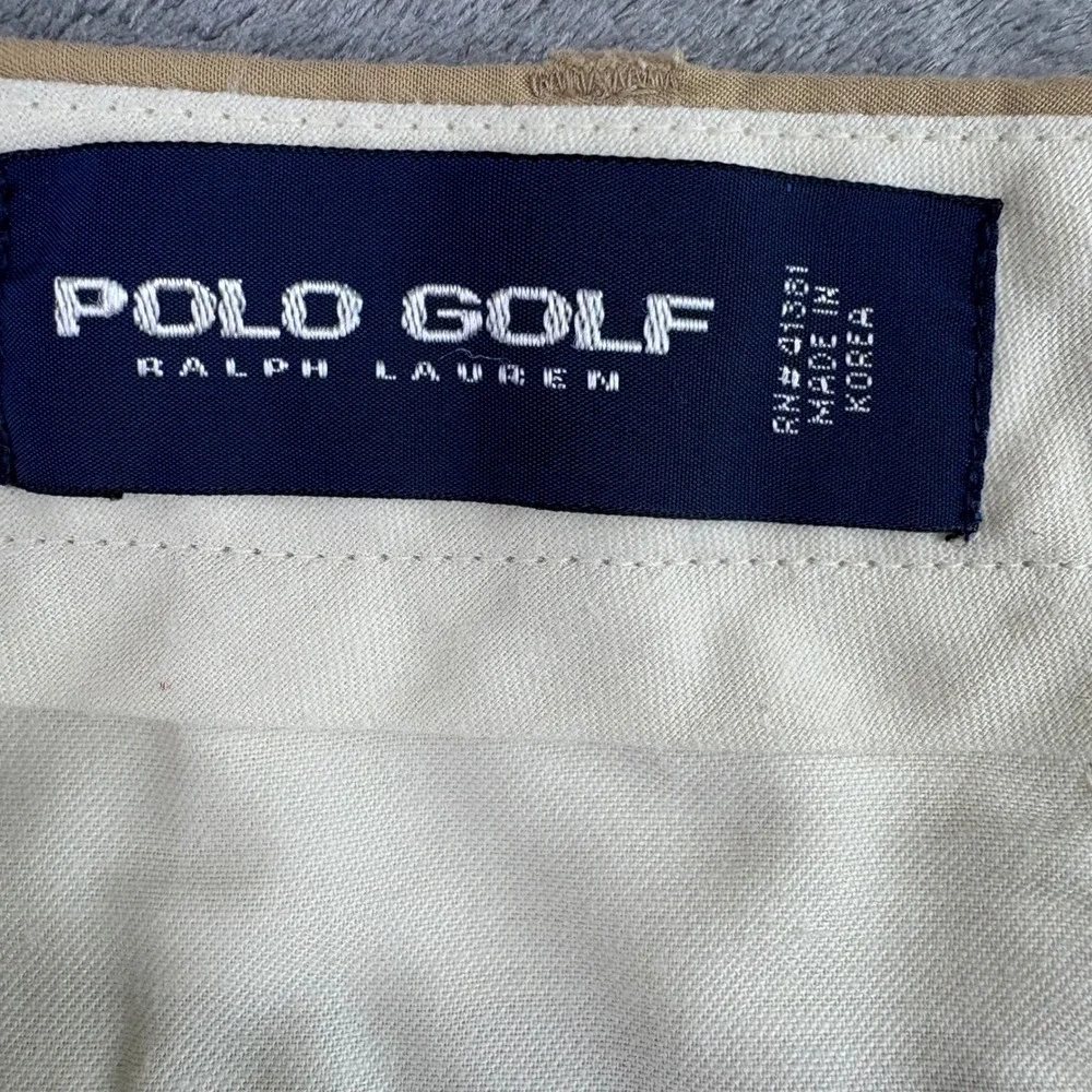 Polo Golf Ralph Lauren Mens 40x32  Khaki Pleated Chino Pants Casual Cotton Nylon